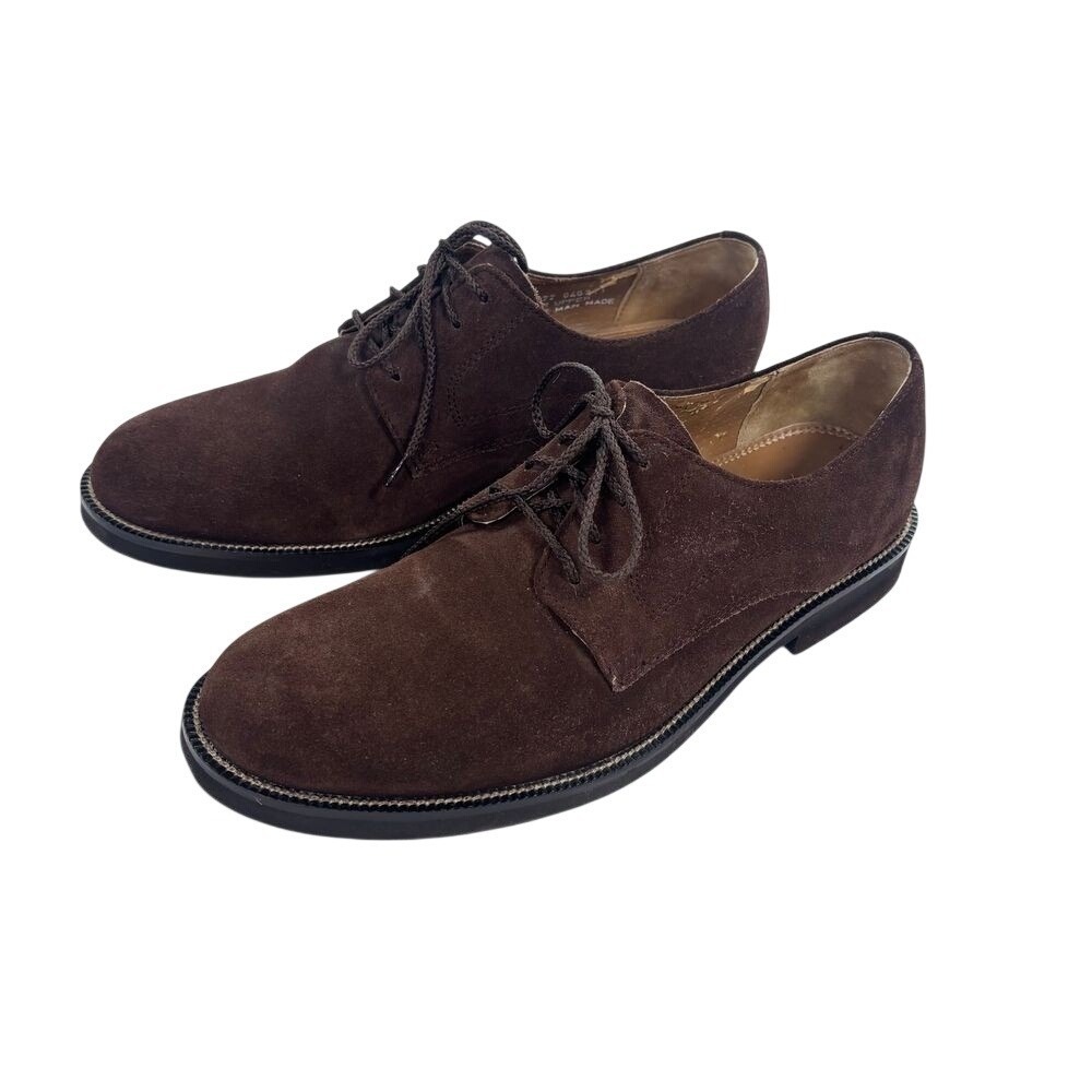 Bostonian Brown Suede Loafer Shoes Mens 10 M Casual Office Lace up Tie‎ Preppy - Picture 2 of 11